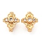 Brass Micro Pave Clear Cubic Zirconia Hook Clasps, Cross, Real 18K Gold Plated, 10x9x8mm, Hole: 1.4mm