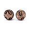 Polymer Clay Pave Rhinestone Beads, Disco Ball Beads, Round, Leopard Print, Smoked Topaz, 16mm, Hole: 1.6~1.8mm