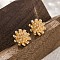 Brass Stud Earrings, Flower, Real 18K Gold Plated, 10x10mm