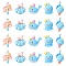 30Pcs 5 Styles Sea Animal Opaque Resin Pendants, with Platinum Plated Iron Loops, Sky Blue, Mixed Shapes, 26.5x19x8.5mm, Hole: 2mm, 6pcs/style