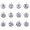 Alloy Pendants, with Crystal Rhinestone, Flat Round with Twelve Constellations, 22x2.5mm, Hole: 5.5mm, 12pcs/box