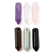 Natural Mixed Gemstone Pointed Pendants, Faceted Bullet Charms, 40~41x10.5x9.5mm, Hole: 3mm
