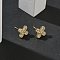 Flower Brass Micro Pave Clear Cubic Zirconia Stud Earrings, Rack Plating, Long-Lasting Plated, Cadmium Free & Lead Free, Real 18K Gold Plated, 8x8mm