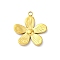 304 Stainless Steel Pendants, PVD Vacuum Plating, Flower Charm, Real 18K Gold Plated, 17.5x16x2mm, Hole: 1.6mm