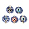 Resin with Glass Seed Beaded Connector Charms, Mixed Color Evil Eye Links, Dark Blue, 21x18x5mm, Hole: 2mm