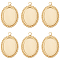 6Pcs 304 Stainless Steel Pendant Cabochon Settings, with Jump Rings, Oval, Real 14K Gold Plated, Tray: 14x10mm, 21.5x15x2.5mm, Jump Ring: 3.8x0.5mm, 2.8mm inner diameter