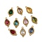 Ion Plating(IP) 304 Stainless Steel Cubic Zirconia Teardrop Links Connector Charms, Real 18K Gold Plated, Mixed Color, 12.5x6.5x2.5mm, Hole: 0.8mm