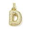 Brass Micro Pave Clear Cubic Zirconia Pendants, Real 18K Gold Plated, Letter D, 29.5mm, Hole: 4.8x3.5mm, Pendant: 23.5x16x5.5mm