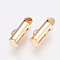 Brass Slide On End Clasp Tubes, Slider End Caps, Light Gold, 6x13x4mm, Hole: 1x3mm, Inner Diameter: 3mm