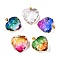 Light Gold Brass Glass Pendants, with Iron Findings, Heart, Mixed Color, 31x29.5~30x12.5~13mm, Hole: 7x4mm