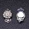 Brass Box Clasps, Multi-Strand Clasps, 3-Strands, 6-Holes, Long-Lasting Plated, Flower, Silver, 14x9x5mm, Hole: 1.2mm