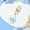 Teardrop with Evil Eye Alloy Enamel Pendant Decorations, with Alloy Swivel Clasps, White, 72mm, Pendant: 37mm