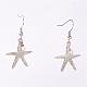 Boucles d'oreilles pendantes en alliage rétro étoiles de mer / étoiles de mer pour femmes EJEW-PJE687-2