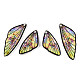 透明樹脂ウィングペンダントセット  金箔  蝶の羽のチャーム  カラフル  29.5~39.5x14.5x2.5mm  穴：0.8mm  2のペア/セット X-RESI-TAC0021-01A-2
