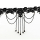 Colliers ras de cou en dentelle vintage de style gothique avec chaînes en fer et perles de verre NJEW-R227-58-3