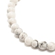 Bracelet extensible perlé rond en howlite naturelle avec breloque feuille BJEW-JB07587-01-5