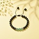 Armband mit geflochtenen Perlen aus natürlichem Lavagestein und grünem Aventurin BJEW-TA00115-04-2