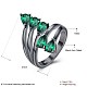 トレンディな真鍮のガラスの指輪  ガンメタ色  usサイズ7（17.3mm） RJEW-BB20194-C-7-6