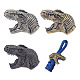 Nbeads 3個 3色 恐竜の頭の形をした真鍮ビーズ  edcナイフストリングペンダントパラシュートストリングツール用  ミックスカラー  25.5x17.5x11mm  穴：5.7mm  1pc /カラー KK-NB0002-95-1