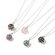 Collier pendentif cage en pierres précieuses naturelles avec 304 chaînes de câbles en acier inoxydable pour femmes X-NJEW-JN03905-01-1
