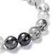 Natürlicher Turmalin-Quarz/schwarzer Rutilquarz Stretch-Perlen-Armbänder G-A185-01J-3