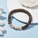 Bracelets extensibles en perles de noix de coco et de coquillages naturels BJEW-JB09978-2