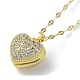 Collane con medaglione a cuore in ottone con strass e perla di plastica all'interno NJEW-Z026-02G-4