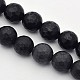 Faceted Round Natural Black Stone Beads Strands G-E302-066-10mm-1
