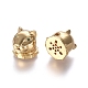 Brass Micro Pave Cubic Zirconia Cougar Beads ZIRC-L088-06A-G-2