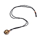 2 Stück geflochtene Halskette aus natürlichem Lavagestein mit Herzanhänger und Holzperlen NJEW-JN03902-01-4