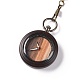 Reloj de bolsillo de madera de ébano con cadena de latón y clips WACH-D017-A17-01AB-03-2