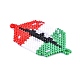 手作りシードビーズリンクコネクター  弾性糸で  織機模様  イタリアの旗と唇  カラフル  27x47.5x1.5mm  穴：2.5mm SEED-I012-57-2