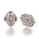 Hollow Brass Micro Pave Clear Cubic Zirconia Beads ZIRC-L075-65A-2