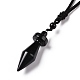 Gemstone Bullet Pendant Necklace with Nylon Cord for Women G-A210-03-4