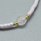 Verstellbare geflochtene Perlenarmbänder aus natürlichem Rosenquarz BJEW-F391-A05-3