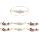 Brass Glass Bead Link Chains with ABS Imitation Pearl Beads CHS-P016-39G-05-2