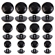 CHGCRAFT 100Pcs 3 Size 1-Hole Plastic Buttons Round Black Plastic Imitation Leather Buttons Set for Blazer Suits Sport Coat Uniform Jacket Sewing Craft 25mm 20mm 15mm BUTT-CA0001-05A-1