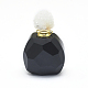 天然黒瑪瑙開閉可能な香水瓶ペンダント  真鍮のパーツとガラスのエッセンシャルオイルのボトル  39~50x26~29x16~21mm  穴：1.2mm  ガラス瓶容量：3ml（0.101液量オンス）  宝石の容量：1ml（0.03液量オンス） G-E556-20F-2