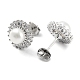 Pendientes de flor de circonita cúbica con perlas naturales. EJEW-F318-16P-2