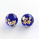 Flower Picture Transparent Glass Round Beads GFB-R004-14mm-S12-1