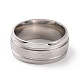 201 anillo de dedo de acero inoxidable con doble ranura para mujer RJEW-I089-01P-2