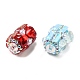 Polymer Clay Pave Rhinestone Rectangle Beads with Resin Heart CLAY-D007-04-2