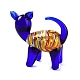 3D犬手作りランプワークディスプレイ装飾  家の装飾のための  ブルー  49x29x47mm DJEW-C012-11-2