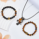 FIBLOOM Alloy Owl Pendant Necklace & Beaded Stretch Bracelets SJEW-FI0001-06-7