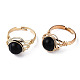 Adjustable Natural & Synthetic Gemstone Round Finger Rings RJEW-T020-01KC-3