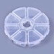 プラスチックビーズ収納ケース  フリップトップビーズ収納  8のコンパートメント  透明  10.5x10.5x2.8cm X-C008Y-1