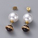 Natural Gemstone Ball Stud Earrings EJEW-JE03980-2