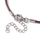 Natürliche Rosenquarz-Herz-Anhänger-Halskette mit Rindslederschnüren NJEW-JN04598-02-5