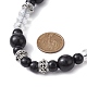 Halskette mit runden Perlen aus Naturholz und Glas NJEW-JN04477-4