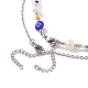 2Pcs 2 Style Natural Pearl & Evil Eye Beaded Necklaces with Bear Pendant for Women NJEW-TA00019-6